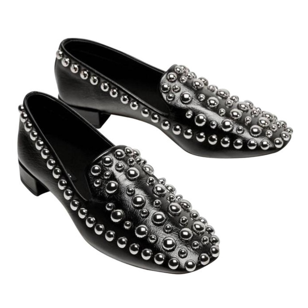 Zara Genuine Patent Leather Studded Loafers - Picture 2 of 8